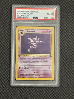 1999 Pokemon Fossil Holo Rare Haunter First Edition 6/62 PSA 8 - Image 1