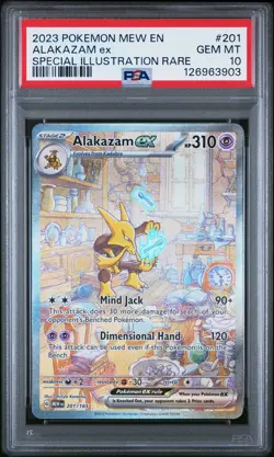2023 POKEMON MEW EN-151 SPECIAL ILLUSTRATION RARE #201 ALAKAZAM EX PSA 10 - Image 1