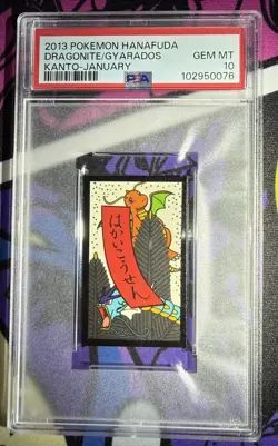 PSA 10 GEM MINT DRAGONITE GYARADOS 2013 POKEMON HANAFUDA JAPANESE JANUARY 🐲 - Image 1
