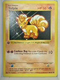 Pokemon Vulpix Base Set Shadowless 1st Edition Common 50 HP 068/102 1999 - Image 1