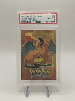 PSA 8 1999 Topps Pokemon Charizard #6 Movie Edt - Foil #E6 Near Mint - Image 1