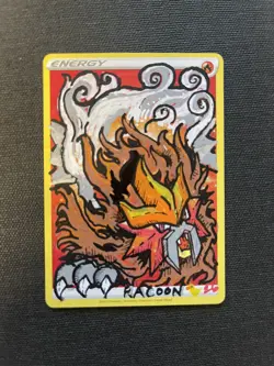 Entei - Pokemon Fire Energy Sketch 1/1 Custom Card By Racoon Chick - Image 2