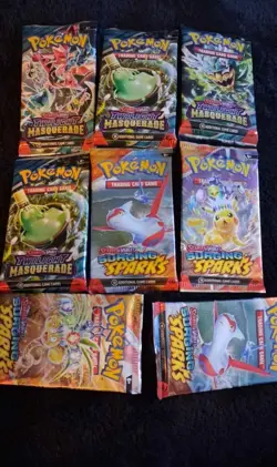 8 Pokemon TCG Twilight Masquerade Surging Sparks 10 Card Booster Pack - Image 1