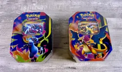 Mega Charizard X and Y Tins Sealed Pokemon TCG Phantasmal Flames - Image 1