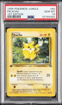 1999 POKEMON JUNGLE 1ST ED #60 PIKACHU PSA 10 - Image 1