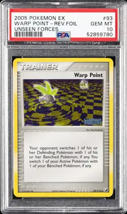 2005 POKEMON EX UNSEEN FORCES #93 WARP POINT-REVERSE FOIL PSA 10 - Image 1