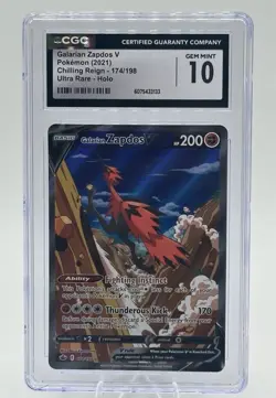 Galarian Zapdos V Pokemon 2021 Chilling Reign 174/198 Ultra Rare Holo CGC 10 - Image 1
