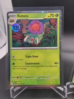 Rabsca 2024 Pokemon TCG #014/191 SV8 Surging Sparks Rare Cosmos Holo - Image 2
