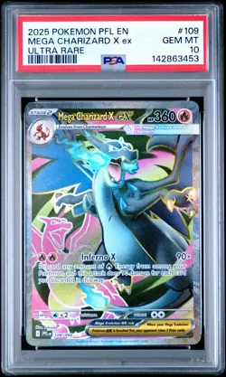 2025 POKEMON PFL EN-PHANTASMAL FLAMES ULTRA RARE #109 MEGA CHARIZARD X EX PSA 10 - Image 1