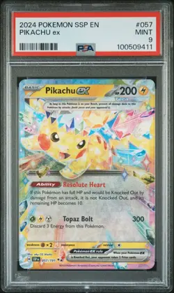 2024 POKEMON SSP EN-SURGING SPARKS PIKACHU EX PSA 9 - Image 1
