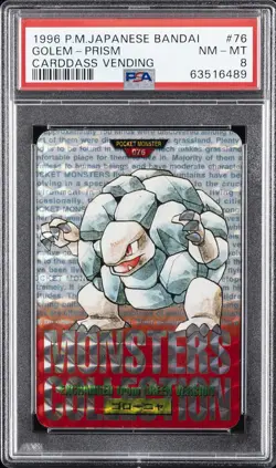 1996 POKEMON JPN BANDAI CARDDASS VENDING #76 GOLEM-PRISM PSA 8 - Image 1