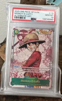 Monkey D. Luffy 118 Alternate Art One Piece PSA 10 OP13 Carry on His Will #118 - Image 1