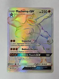 Pokemon TCG Machamp GX 154/147 SM Burning Shadows Secret Rainbow Card LP - Image 1