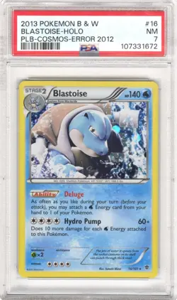 2013 Pokemon B & W PLB Cosmos Error 2012 Blastoise Holo #16 PSA NM 7 - Image 1