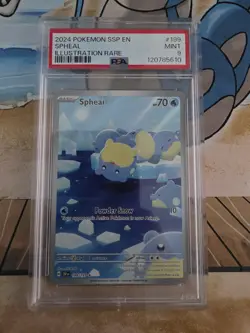 2024 Pokemon TCG Spheal Illustration Rare 199/191 Surging Sparks PSA 9 Mint - Image 1