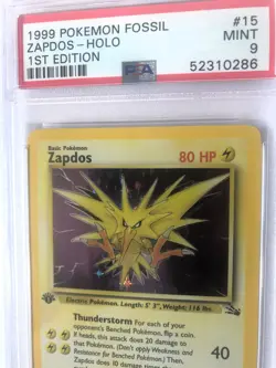PSA 9 Zapdos Holo 1999 Fossil 15/62 1st edition Rare Pokemon Mint - Image 3