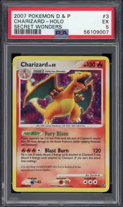 2007 Pokemon Diamond & Pearl Secret Wonders #3 Charizard PSA 5 HOLO BLEED - Image 2