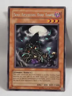 YuGiOh TCG 2 x 1st 1 x Unlimited Soul-Absorbing Bone Tower Rare AST-011 LP - Image 2