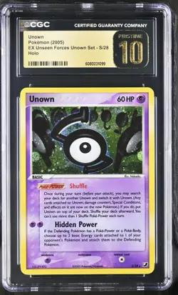 CGC 10 PRISTINE Unown 2005 EX Unseen Forces S/28 Holo Pokemon Card - Image 1