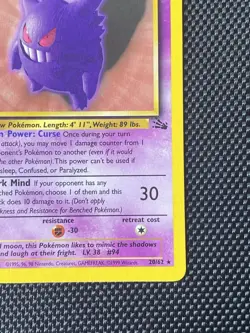 Gengar 20/62 1st Edition Non Holo Fossil Pokemon Card NM - Image 4