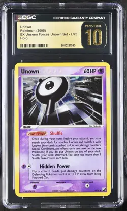 CGC 10 PRISTINE Unown 2005 EX Unseen Forces L/28 Holo Pokemon Card - Image 1