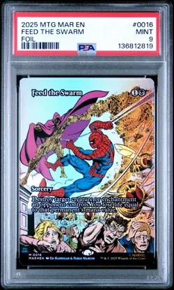 2025 MTG MARVEL'S SPIDER-MAN: SOURCE MAT FOIL #0016 FEED THE SWARM PSA 9 - Image 1