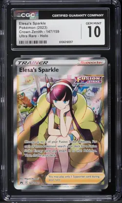 CGC 10 ELESA'S SPARKLE 147 CROWN ZENITH SWORD & SHIELD TRAINER POKEMON - Image 1