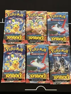 Pokemon TCG Scarlet & Violet Surging Sparks Booster Packs x6 Sealed, Random Art - Image 1