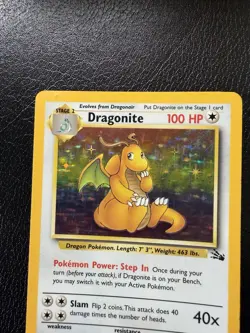 1999 Pokemon Fossil Dragonite Holo Rare 4/62 HP-DMG - Image 3