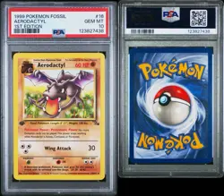 1999 POKEMON FOSSIL #16 AERODACTYL 1ST EDITION PSA 10 - Image 3
