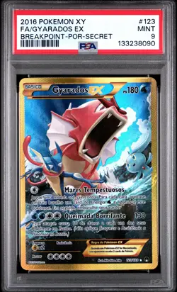 2016 POKEMON XY BREAKPOINT PORTUGUESE-SECRET #123 FULL ART/GYARADOS EX PSA 9 - Image 1