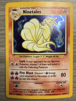 Pokemon TCG Ninetales Holo Rare Unlimited 12/102 Base Set LP - Image 1