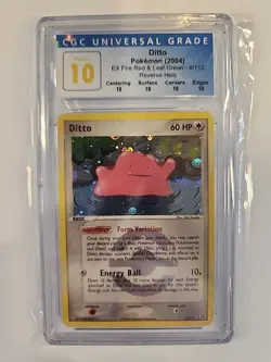 Cgc Perfect 10 Pokemon EX Fire Red/ Leaf Green Reverse Holo Ditto 4/112 POP 1! - Image 1