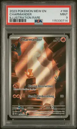 2023 POKEMON MEW EN-151 ILLUSTRATION RARE #168 CHARMANDER PSA 9 - Image 1
