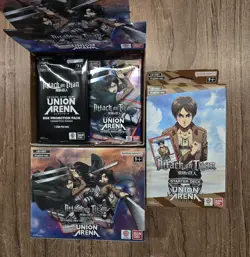 UNION ARENA Attack on Titan ENG Sealed Booster Box + 13 Packs + Starter Deck NEW - Image 1