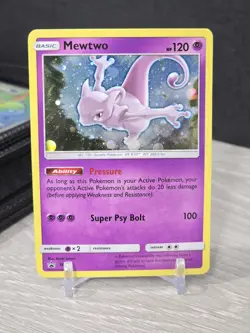 Pokemon Card TCG Mewtwo Holo Black Star Promo SM77 - Sun and Moon 2017 SWIRL NM - Image 3