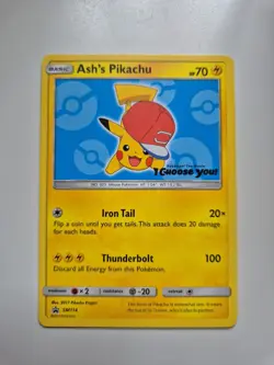 Ash's Pikachu SM114 Black Star Promo Pokemon TCG Card 2017 NM - Image 1