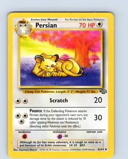 Pokemon TCG Persian Jungle 42/64 Unlimited Uncommon Card WOTC Played LP - Image 1