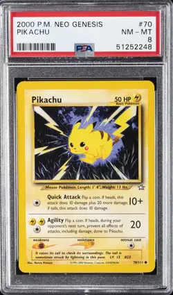 2000 POKEMON NEO GENESIS #70 PIKACHU PSA 8 - Image 1