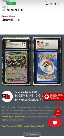 Pokemon Umbreon ex 060/131 Prismatic Evolutions Holo 280 HP CGC Gem Mint 10 - Image 1