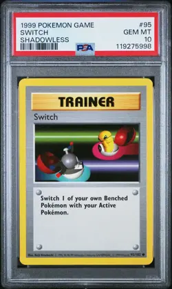1999 POKEMON GAME 95 SWITCH PSA 10 GEM MINT SHADOWLESS BASE SET - Image 1
