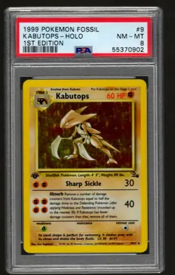Pokemon TCG Kabutops 9/62 Fossil Holo 1st Edition PSA 8 NM-MT 1999 WOTC - Image 1