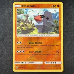 Pokemon TCG Nosepass 106/236 Cosmic Eclipse Sun & Moon Reverse Holo Card - Image 1