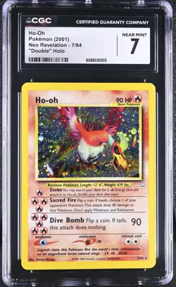 Ho-oh 7/64 Neo Revelation Double Holo Error SWIRL CGC 7 NM Vintage Pokemon Card - Image 1