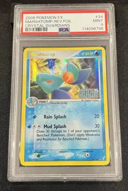Pokemon Marshtomp 24/100 - Reverse Holo Stamped EX Crystal Guardians PSA 9 MINT - Image 1