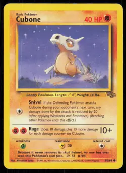 1999 Pokemon Vintage WOTC Jungle Cubone #50/64 - Poor - Image 1