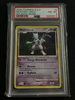 2008 POKEMON DIAMOND & PEARL MAJESTIC DAWN #9 MEWTWO-HOLO PSA 8 - Image 1