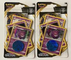 2 Pokemon 2020 Rebel Clash Blister Packs Gastly Haunter Gengar Factory Sealed - Image 1