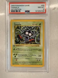 1999 Pokemon Game #66 Tangela PSA 8 1st Edition GREY STAMP - Image 1