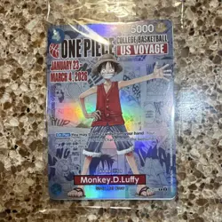 Bandai One Piece CCG Monkey.D.Luffy US Voyage Promo P-055 Holo Card - Image 1